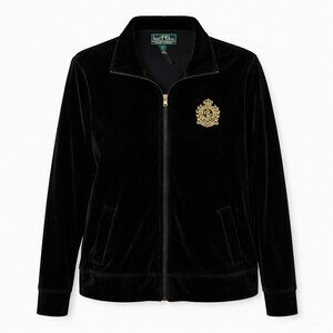 Ralph Lauren Active Black Velour Zip-Up Jacket Women’s Size 1X | Luxe Athleisure